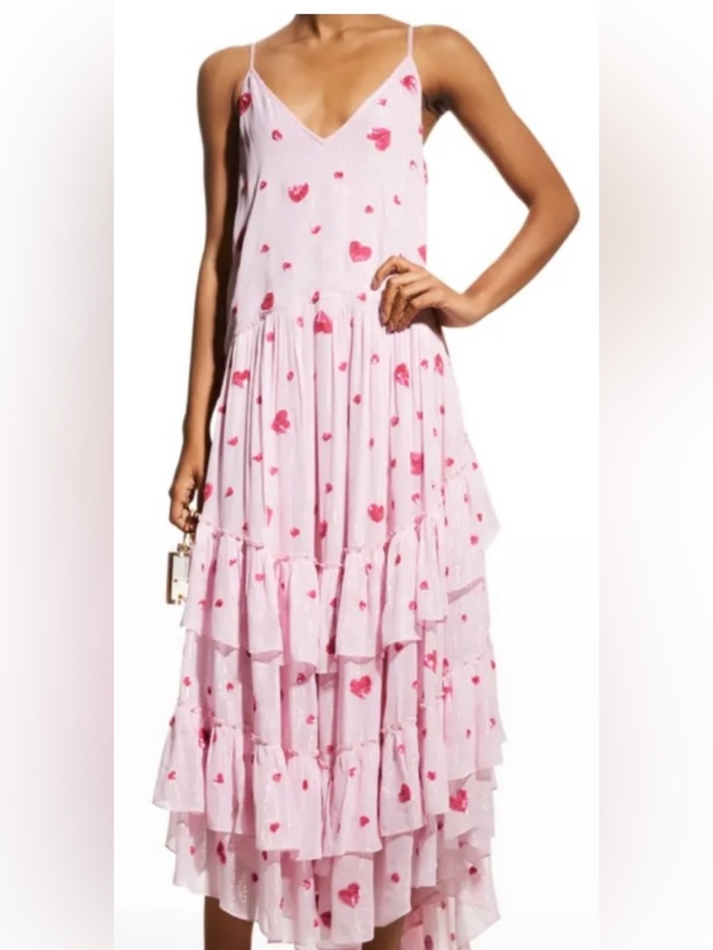 NWT Rococo Sand Tala Long Tiered Dress Pink Heart Sequin XXL Rare Plus Size